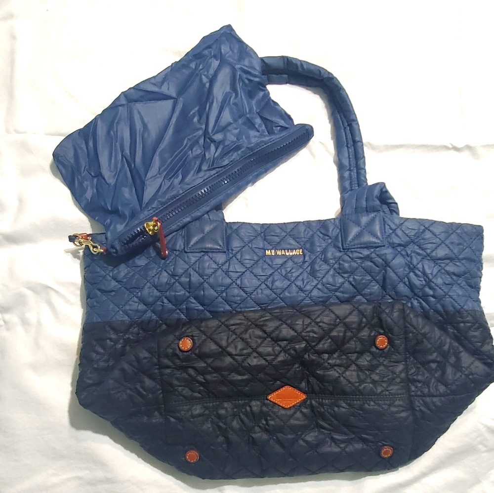 MZ Wallace classy blue tote bag w/cosmetic bag